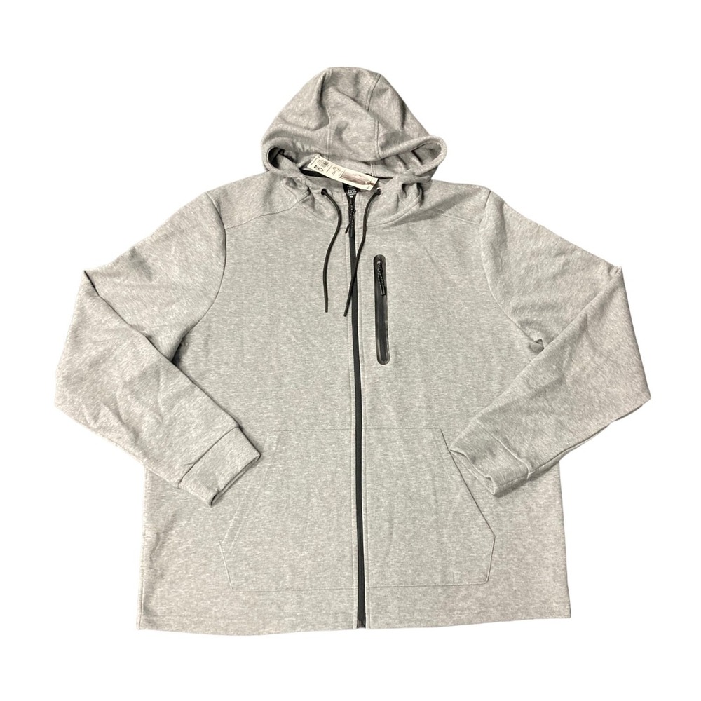 NWT Member's Mark Mens Everyday Full Zip Kangaroo Pocket Long Active Grey Medium